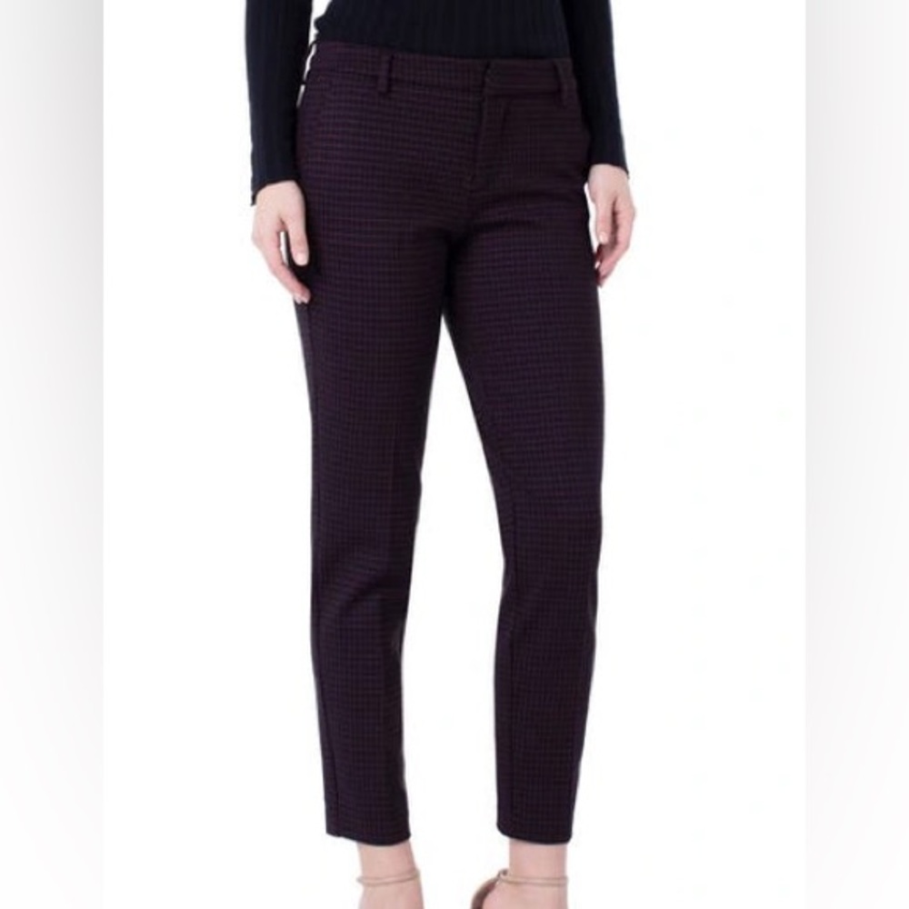 Liverpool Los Angeles Kelsey Knit Pants - Black & Cranberry Check Size 4/27
